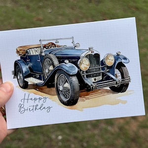 Cartão de aniversário de CARROS CLÁSSICOS VINTAGE - Cartão de aniversário para entusiastas de carros antigos - Cartão de aniversário masculino