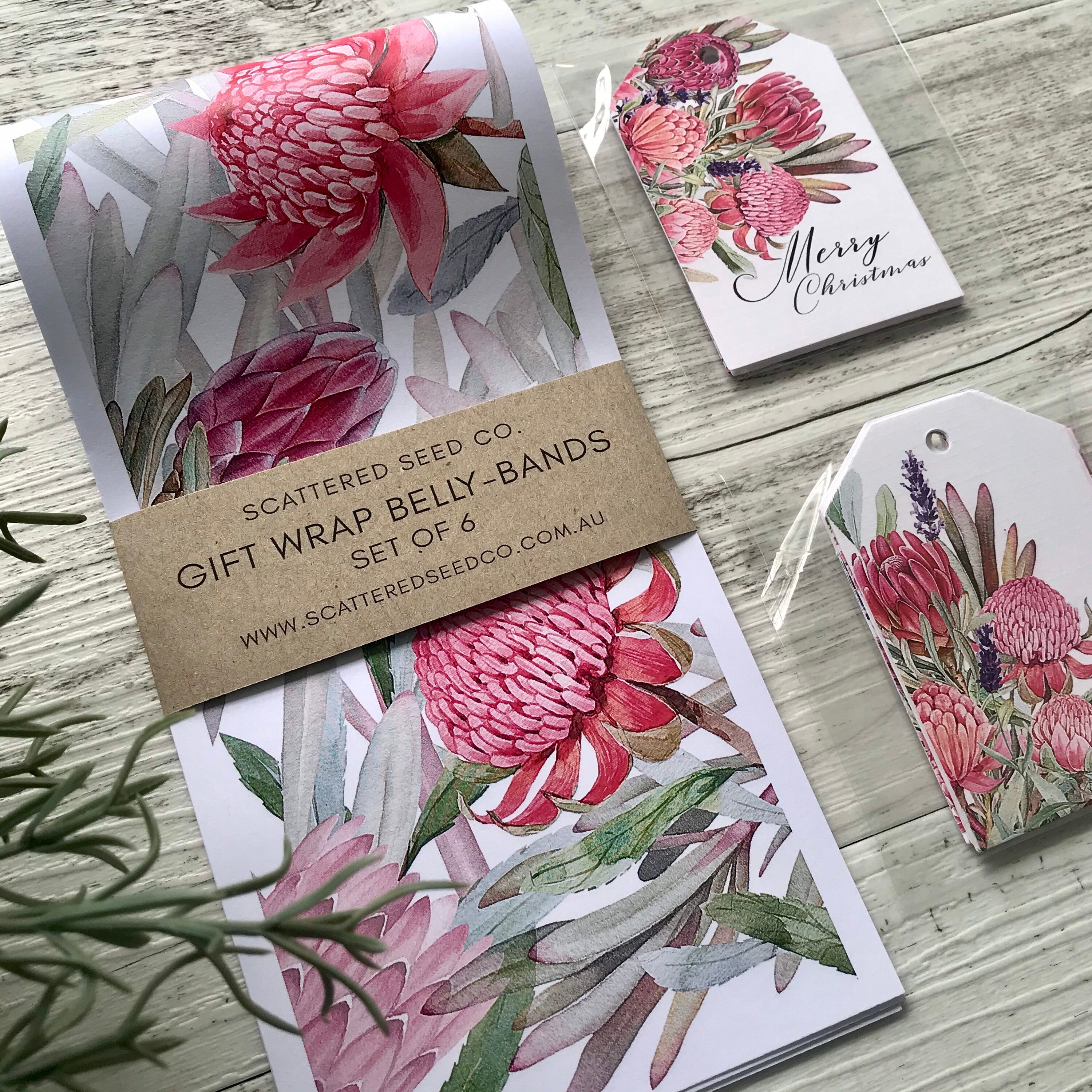 Gift Wrap Bellybands WARATAH / PROTEA COLLECTION Gift Etsy Australia