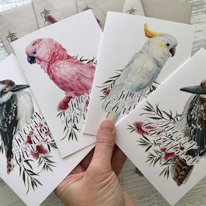 AUSTRALIAN VÖGEL Weihnachtskarten - 4 verschiedene Aussie Vogel Designs inklusive - Australian Christmas Card Set - Scattered Seed Co