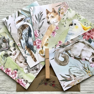 Australian Notecard Set of 10 Australian Animals Birds & Flora Australian flat Notecards Gift for her Mothers Day gift classy correspondence