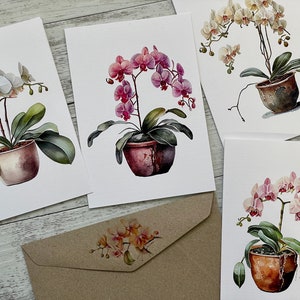 ORCHIDS cards set of 4 - Mini or Regular size card set - Scattered Seed Co