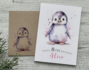 Personalised Birthday Penguin Card - Customised Childrens' Birthday Card