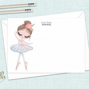 Kinder BALLERINA flache Notecards Set von 10 - personalisierte oder leere BALLET Notecards mit koordinierenden Umschlägen - Scattered Seed Co.