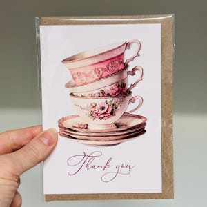 Thank you VINTAGE TEACUP card - High Tea card set - Scattered Seed Co