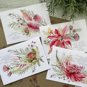 Conjunto de 4 cartões de ESCRITURA BOTÂNICA AUSTRALIANA - Conjunto de cartões de tamanho mini ou regular - Scattered Seed Co