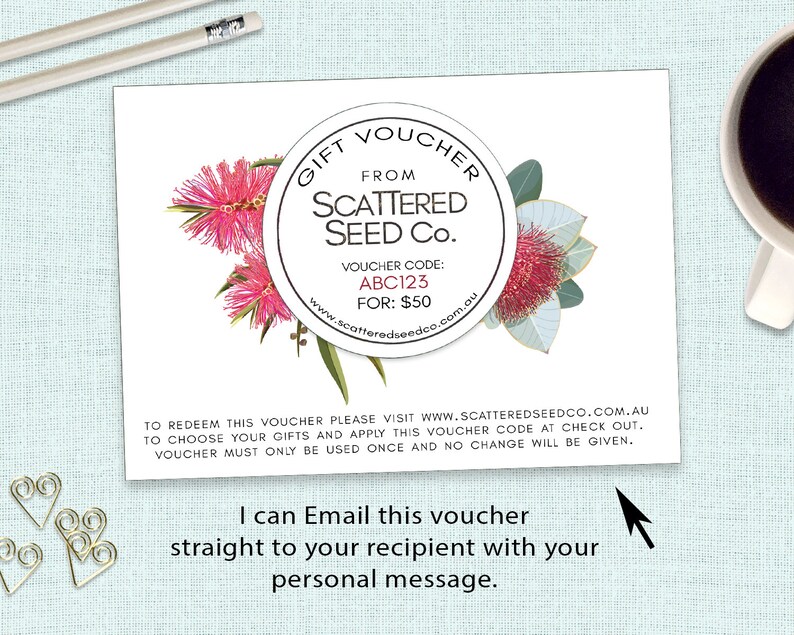 GIFT VOUCHER Scattered Seed Co Gift Voucher for Use in This Etsy