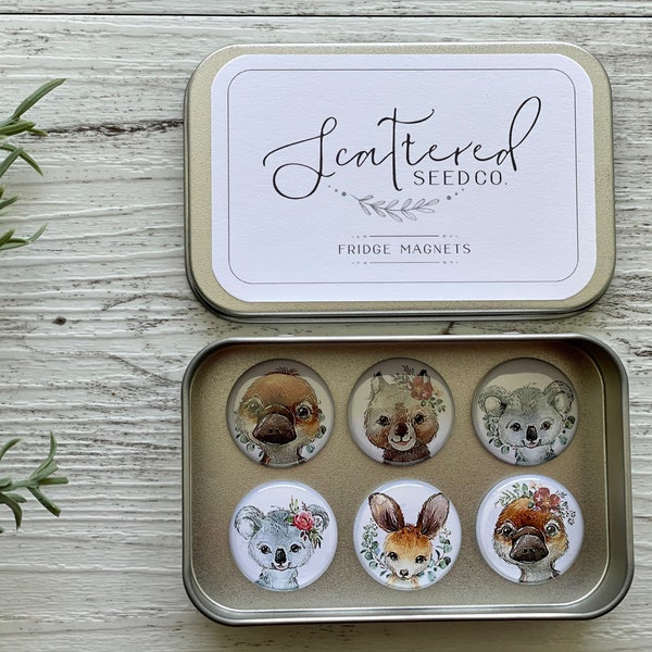 NEEDLE MINDERS or MAGNETS - Australian Animals set of 6 - 1 inch magnets set of 6 - Fridge Magnets - Scattered Seed Co.