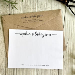 Personalised SCROLLY FONT Flat Notecard Set Wedding stationery Set of 10 Mens Stationery for Professionals Couples Personalised Notecards