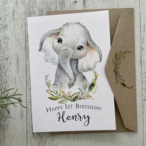 Personalisierte ELEFANT Geburtstagskarte - Dschungel Junge oder Mädchen Geburtstag individuelle Kinderkarte