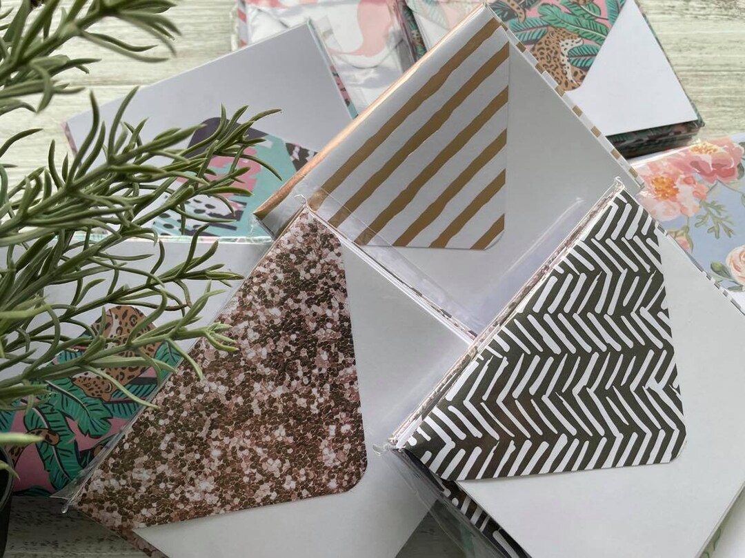 10 Mini Envelopes With Insert Cards - MARBLE - Floral - Vintage - Set ...
