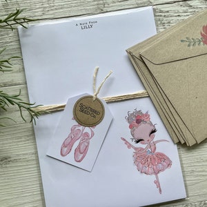 Juego de papel de escritura BALLERINA personalizado para niños - Papelería BALLET - Juego de 20