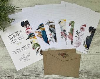 AUSTRALIAN BIRDS PROFILE Collection Writing Paper Set - Australian themed notepaper - penpal set - Scattered Seed Co