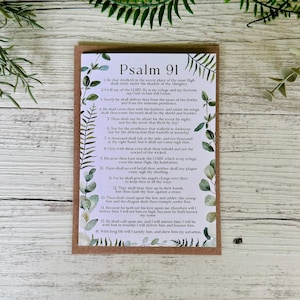 Psalm 91 - Regular size blank Christian encouragement card - Eucalyptus leaves