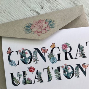 CONGRATULATIONS Succulents card - Congrats Card - Scattered Seed Co