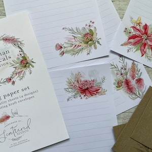 Conjunto de papel de carta da coleção Australian Botanicals - papel de carta com tema floral australiano - conjunto de amigos por correspondência - Scattered Seed Co