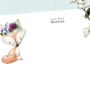 Conjunto de papel de escrita personalizado - ANIMAIS DA FLORESTA - Conjunto de 20 - Papel para cartas personalizado com carteira de armazenamento de presente opcional
