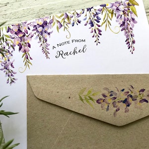 Papel de carta personalizado WISTERIA (20 unidades) - Papelería femenina