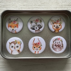 NEEDLE MINDERS or MAGNETS Forest Friends set of 6 - 1 inch magnets set of 6 - Fridge Magnets - Scattered Seed Co.