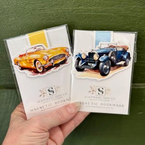 Vintage Classic Cars MAGNETISCHE LESEZEICHEN Bücherwurm maskulines magnetisches Lesezeichen
