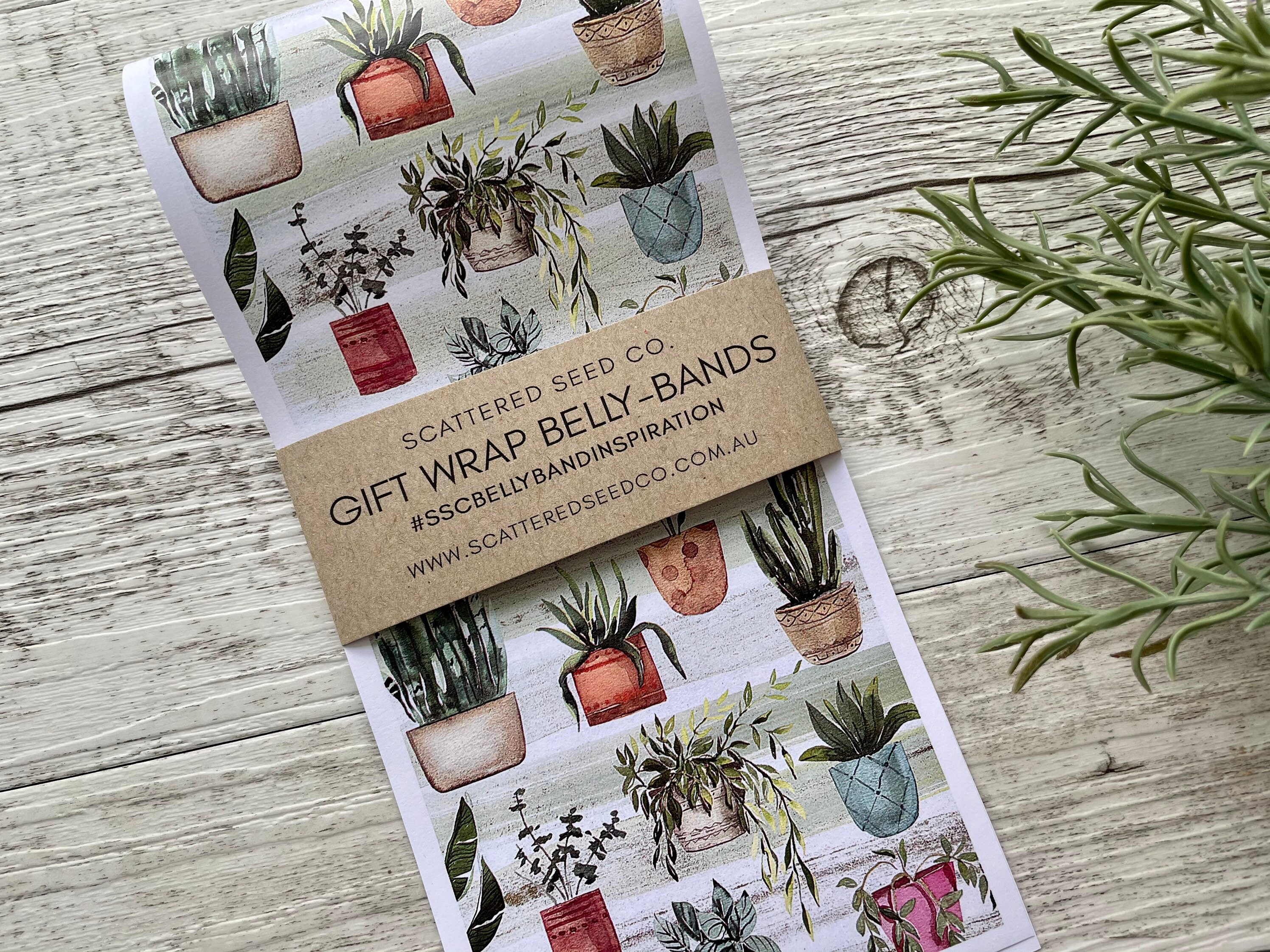 Gift Wrap Bellybands POTTED PLANTS Collection Gift Wrap in Etsy