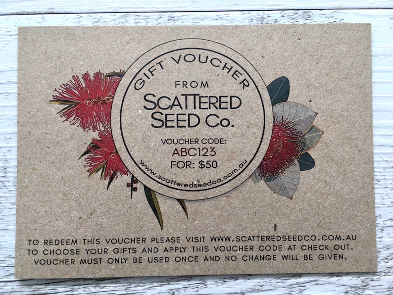 GIFT VOUCHER Scattered Seed Co Gift Voucher for Use in This Etsy