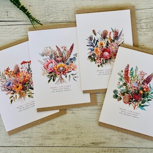 Tarjetas navideñas personalizadas Colección FLORES AUSTRALIANAS Tarjetas - Juego de tarjetas navideñas con flores australianas