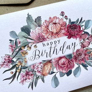 Carte d'anniversaire BOUQUET indigène d'Australie - Ensemble de cartes florales d'anniversaire