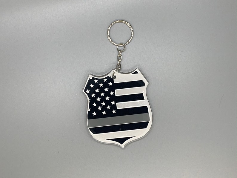 Correctional Officer Wife Keychain Thin Gray Line Keychain Correctional Officer Badge Keychain