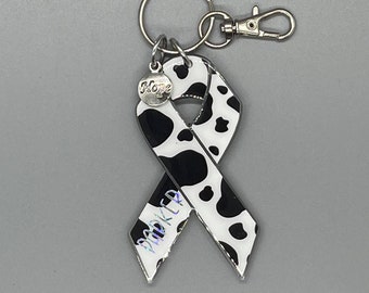 Omphalocele Awareness Support Ribbon -  Omphalocele Hope Ribbon Keychain