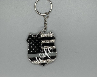 Correctional Officer Badge 2 inch Keychain - Thin Gray Line Keychain - Correctional Officer Wife Keychain - 2 INCH
