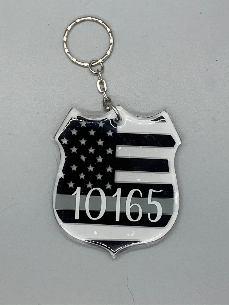 Correctional Officer Wife Keychain Thin Gray Line Keychain Correctional Officer Badge Keychain