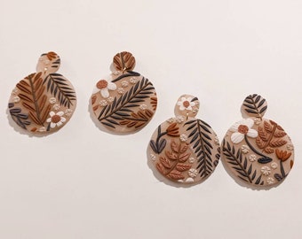 Durchscheinende Vintage Blumen | Handgemachte Ohrringe aus Polymer Clay | Nickelfrei | Hypoallergen | Edelstahl