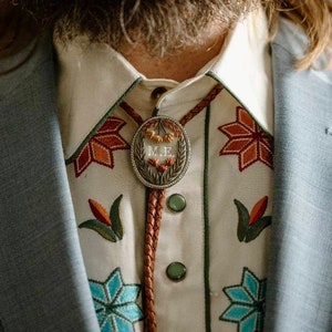 Vintage Floral Bolo Tie Western Bolo Tie Western Wear Handmade Boho Accessories Custom Bolo Tie image 3