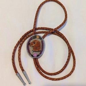 Vintage Floral Bolo Tie Western Bolo Tie Western Wear Handmade Boho Accessories Custom Bolo Tie image 5