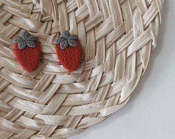 Strawberry Studs | Handmade Polymer Clay Earrings | Nickel Free | Hypoallergenic