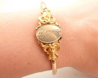 Antique vintage Gold filled art nouveau female adorned women's bracelet