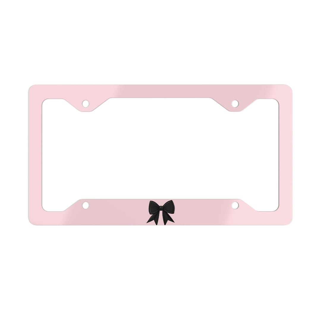 Cute Pink License Plate Frame, Custom License Plate Frame With Bow, Car Accessories, Car Decor