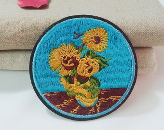 Van Gogh patch,sunflower patch,impressionism patch,iron on patch,embroidered patch,patch for jacket ,DIY ,applique,patch for backpack