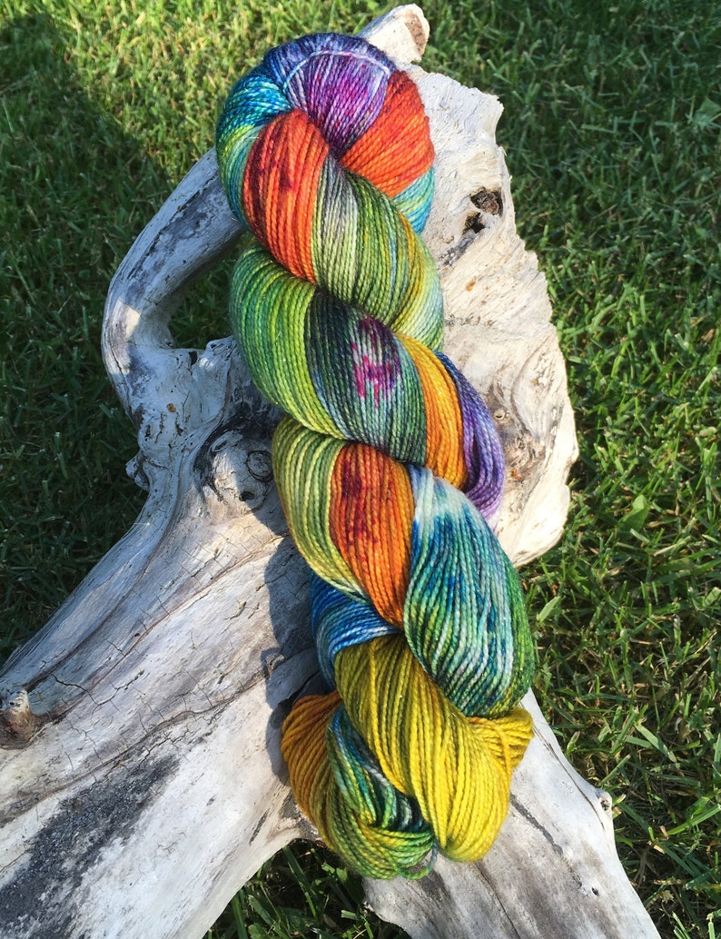 Dancing Queen One of a Kind Sparkle Hand painted Sock yarn