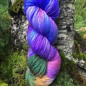 Lupine - Alaskan Colors Collection, Hand painted Sock yarn inspired by the magic of Alaska