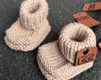 Hand-Knitted 100% Merino Wool Newborn Booties