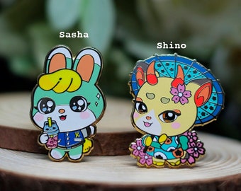 Animal Crossing Hard Enamel Pin | Animal Crossing New Horizons | Sasha | Shino | ACNH