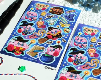 Daily Sticker Sheet I Kirby I Witch I Magic I Wizard