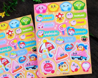 Daily Sticker Sheet I Kirby I Nintendo I Cute I Adorable