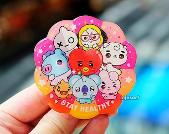 BTS I BT21 I Acrylic Pin I Sticker I Cute I Stay Healthy