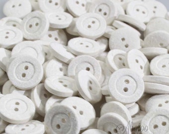 10 Stück Öko-Knöpfe aus Baumwollfasern  weiß - 24"