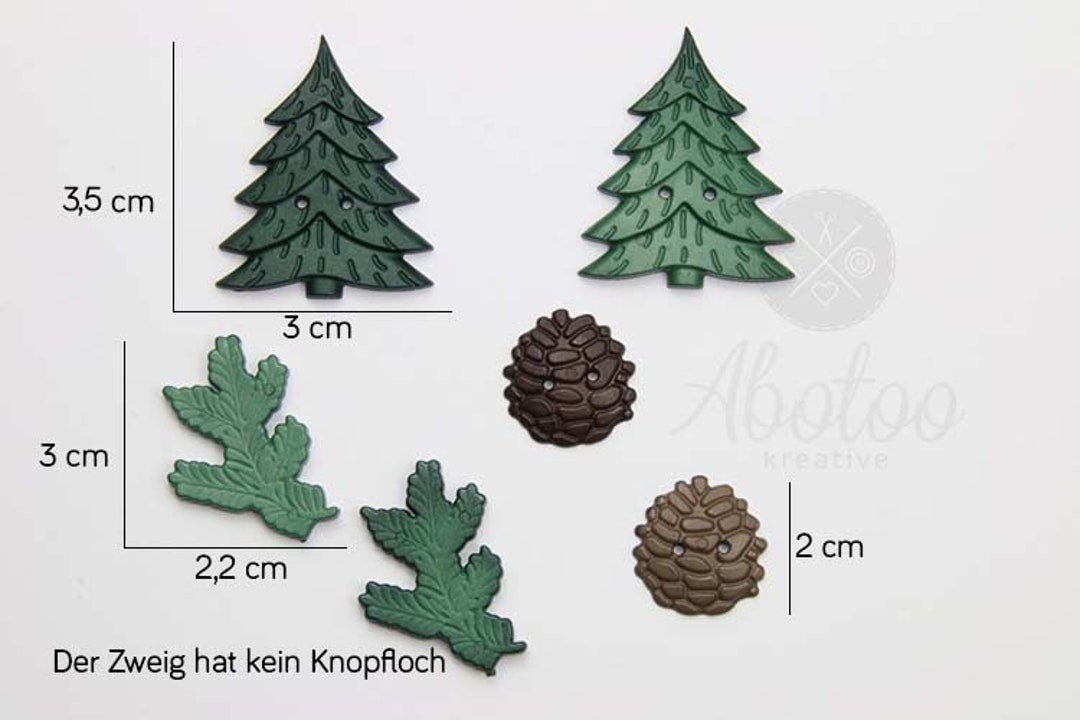Pine Tree Buttons 2 Fir Trees With Twigs & Pine Cones Buttons - Etsy