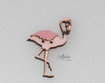 8 Stück Holzknöpfe Flamingo