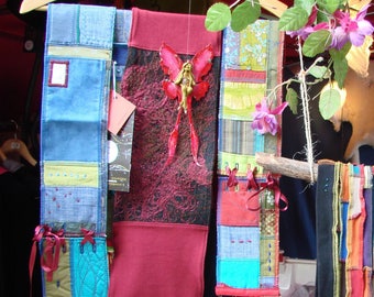 Original Patchwork Gürtel rot - blau - grün
