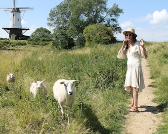 “Boho” dress in linen and/or cotton jersey - ecru